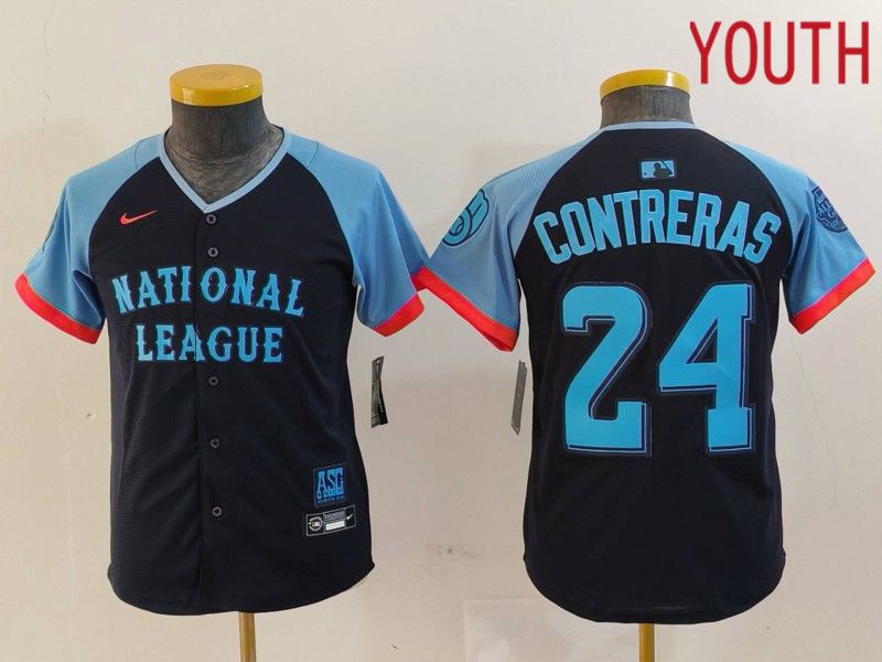 Youth Milwaukee Brewers 24 Contreras Blue All star 2024 Nike MLB Jersey style 1